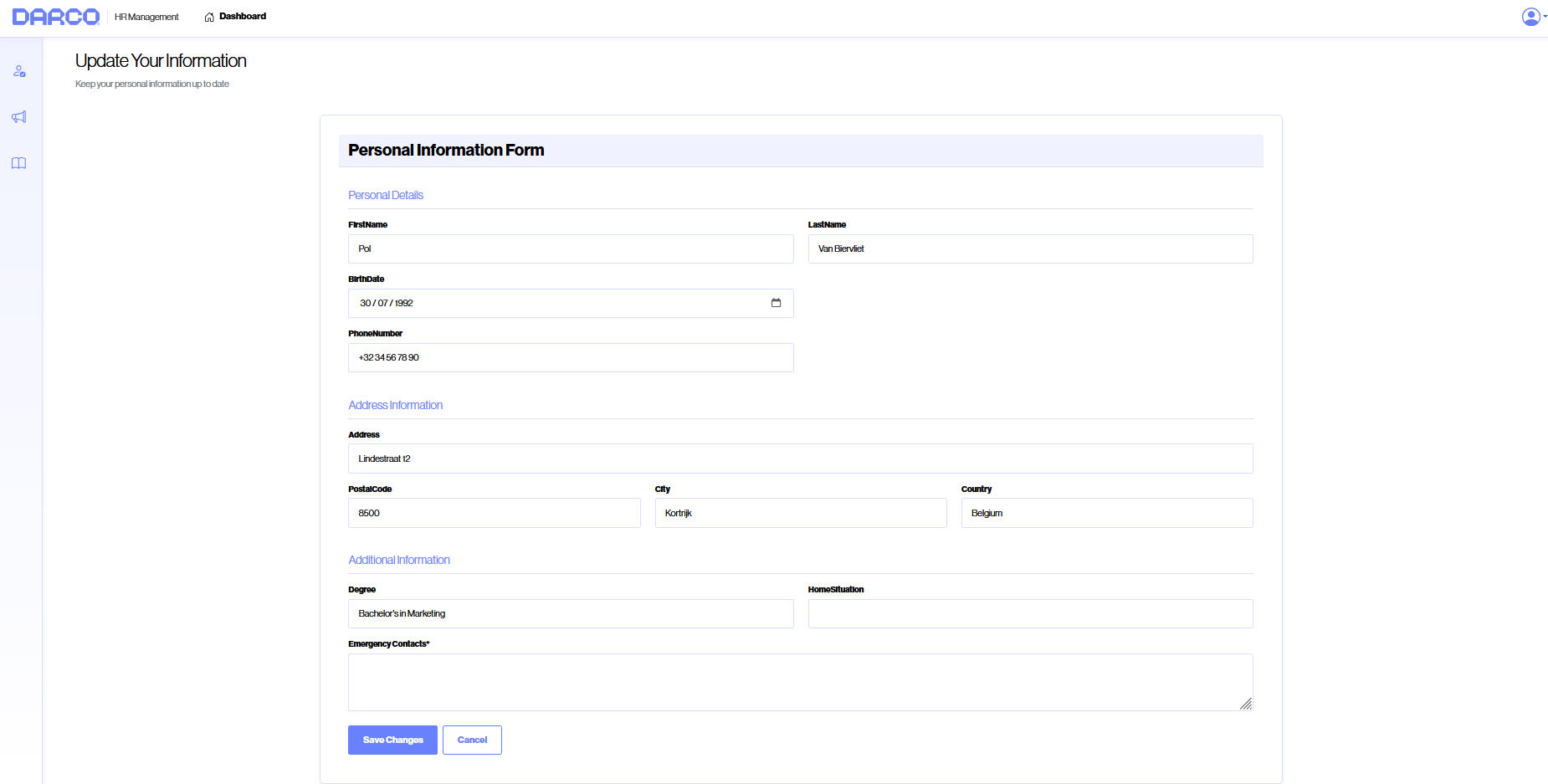 Employee — Profile edit