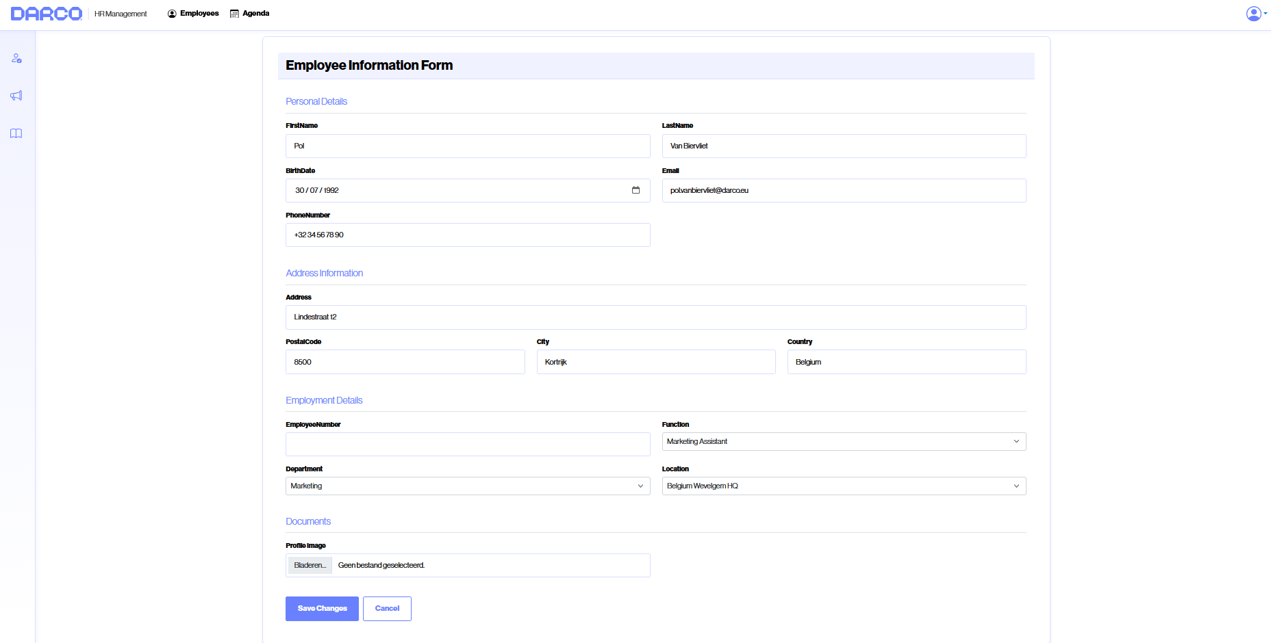 HR — Employee information edit