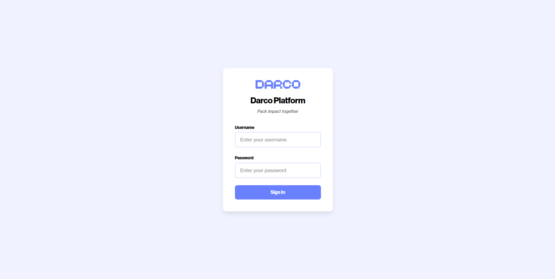 Login screen